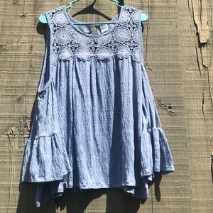 Time and true cold shoulder crochet top